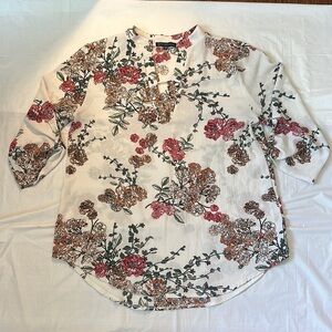 Betsy Red Couture Women’s Floral Blouse Size 1X